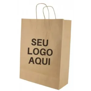 Sacola Kraft 24X11X38 com Alça 90Gr Personalizada   50 Unidades